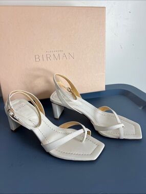 Alexandre Birman nelly square toe 50 white leather sandals heels 36